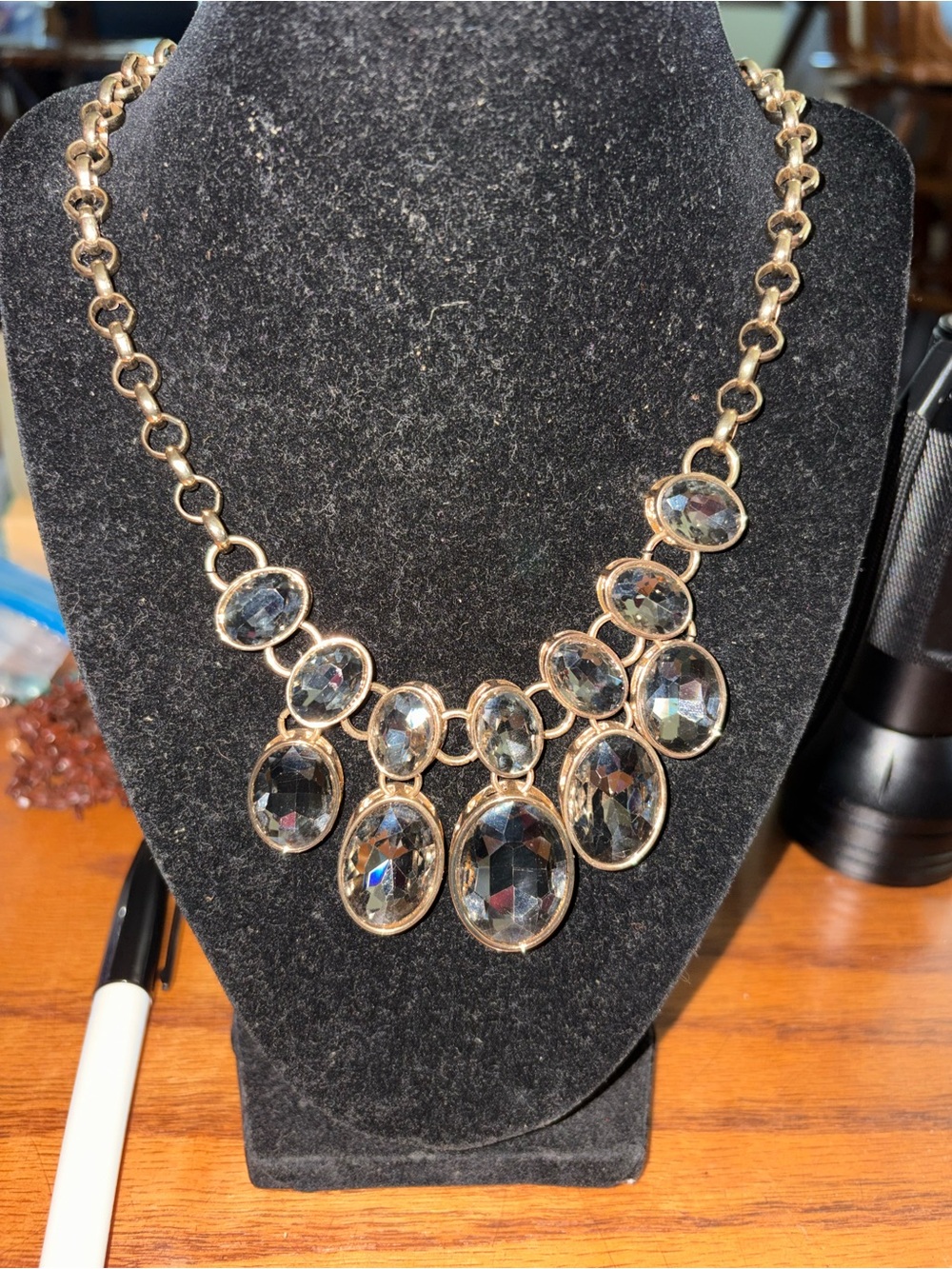 Clear Crystal Statement Necklace - Women Jewelry 11 inches